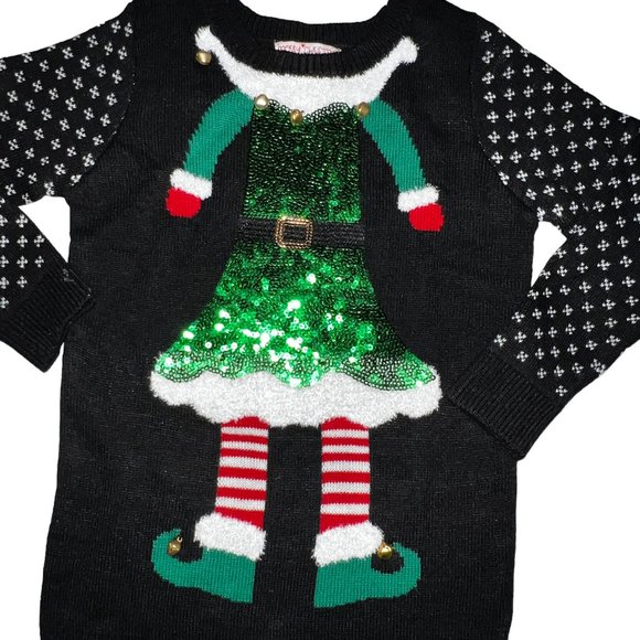 POOF GIRL Merry Christmas Elf Sweater Dress Size 10/12 - Picture 2 of 6
